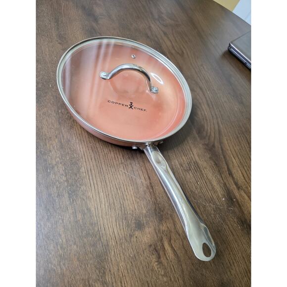 Copper Chef 10" Round Frying Pan w/ Glass Vented Lid Ceramic Non Stick Coating - Picture 1 of 16
